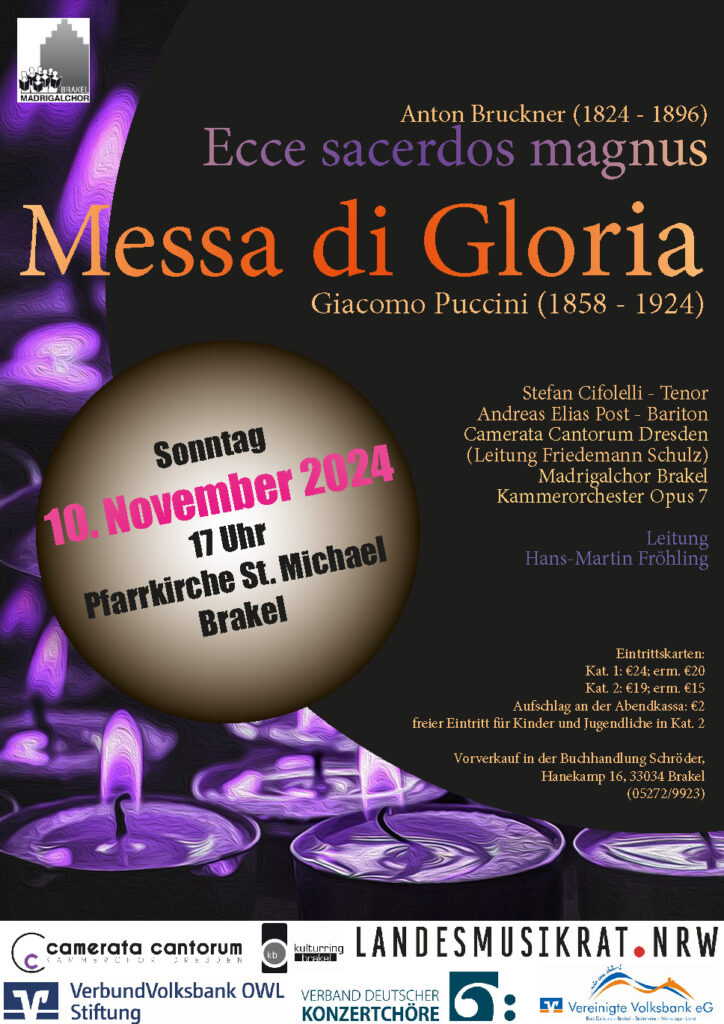 "Messa di Gloria" von Giacomo Puccini und Anton Bruckners Motette "Ecce sacerdos magnus" am 10.11.2024